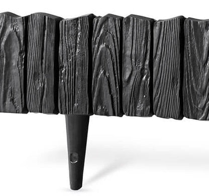 Black Plastic Palisade Lawn Border with Wood Texture 2.32m