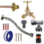 Outdoor Tap Kit Through Wall 15mm Pipe Self Cutting Valve Brass